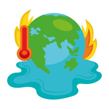 Stockgiu. Calentamiento global fusión del icono de la tierra aislado [Illustration]. Depositphotos.